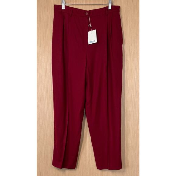 NEW Vtg Lands End 100% Wool Pleated High Waist Dress Pants Sz 16 Made in USA Red - Picture 1 of 13